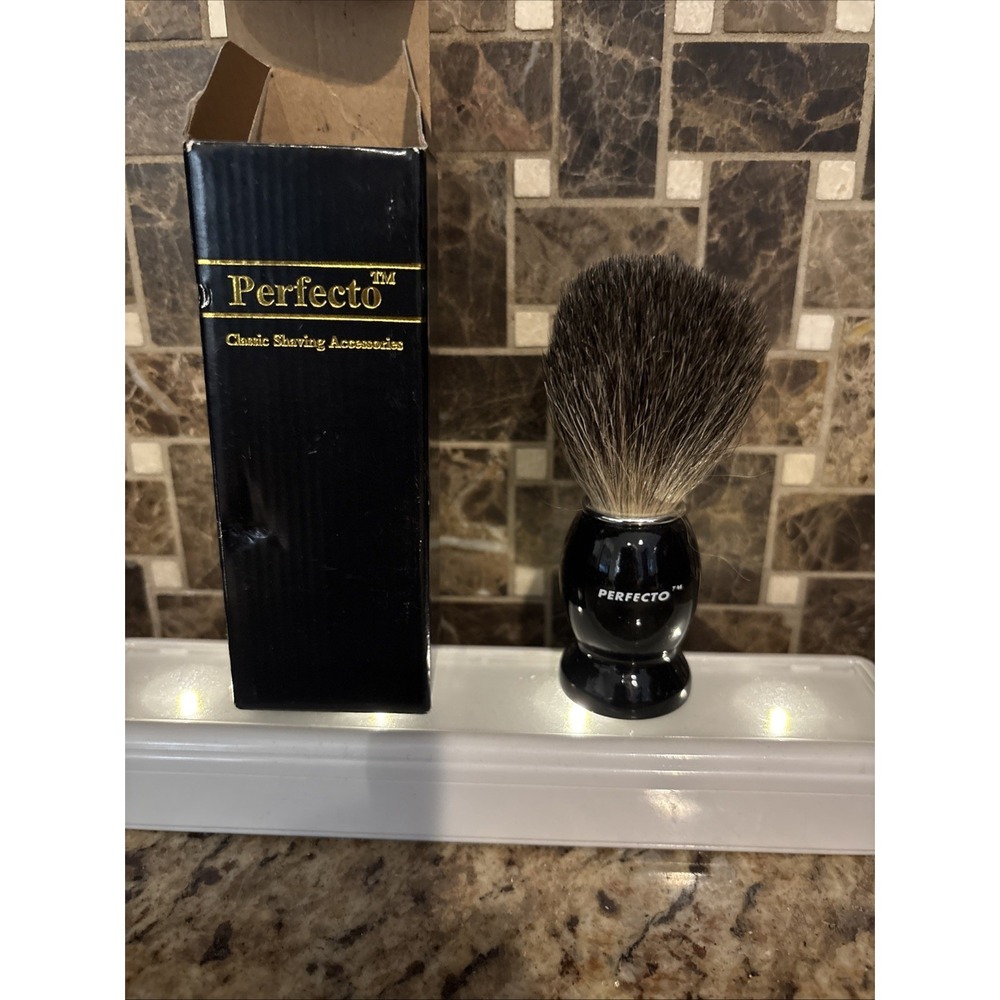Perfecto‎ 100% Pure Badger Shaving Brush-Black 1 Count (Pack of 1), Black